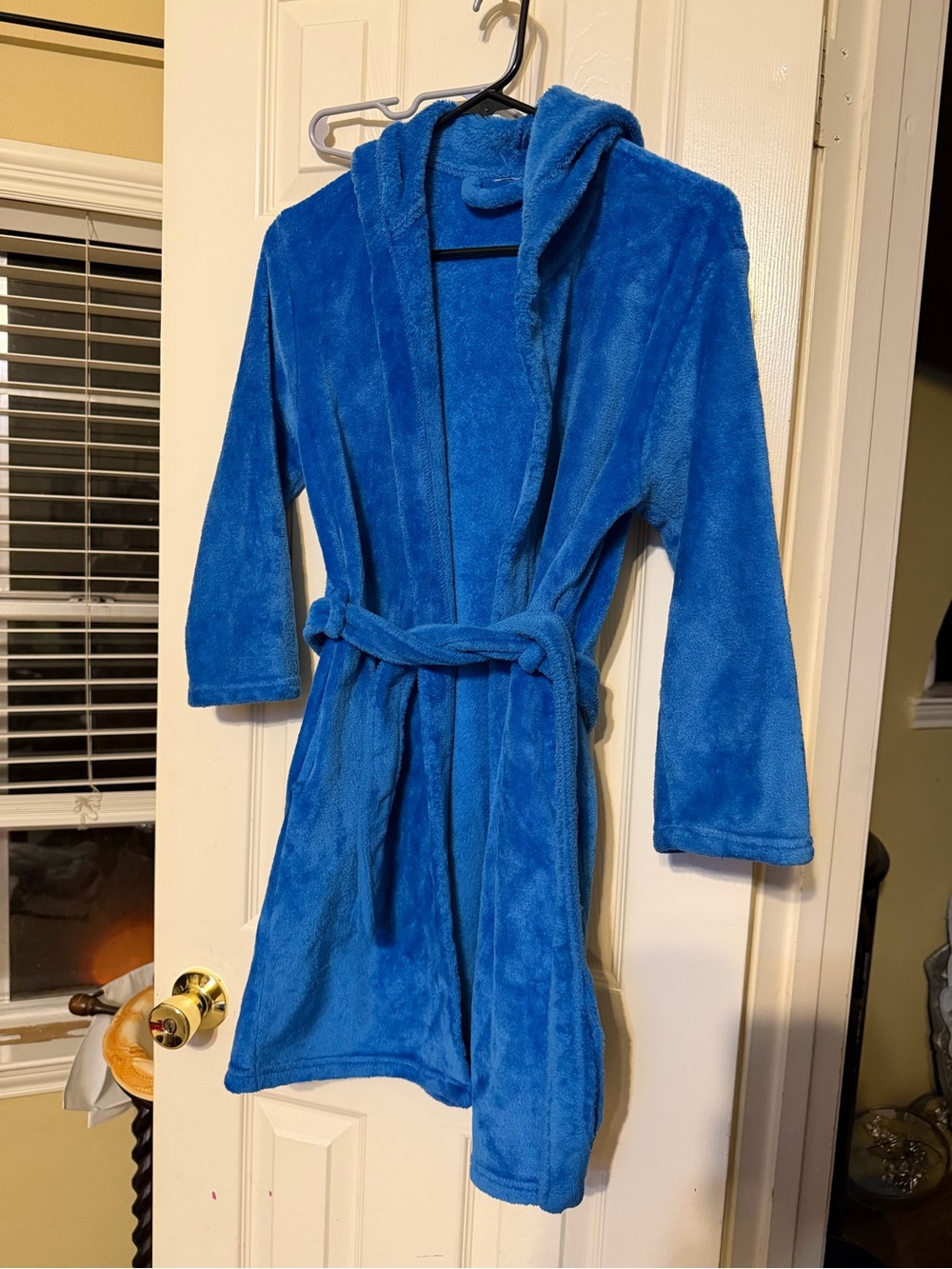 Kids Plush Hooded Robe - Blue